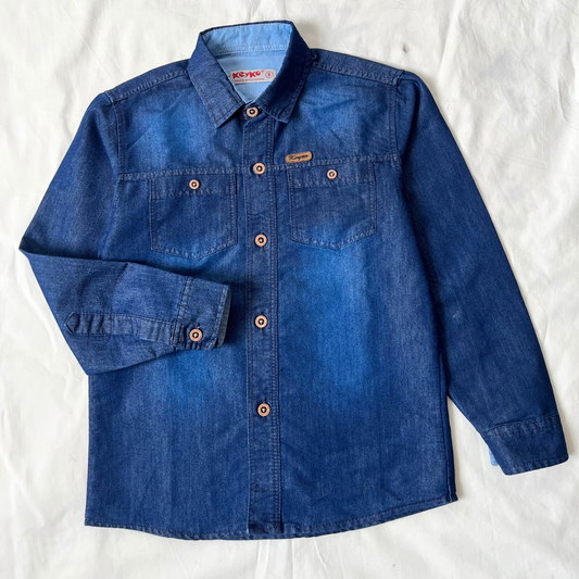 Camisa jean manga larga - azul oscuro