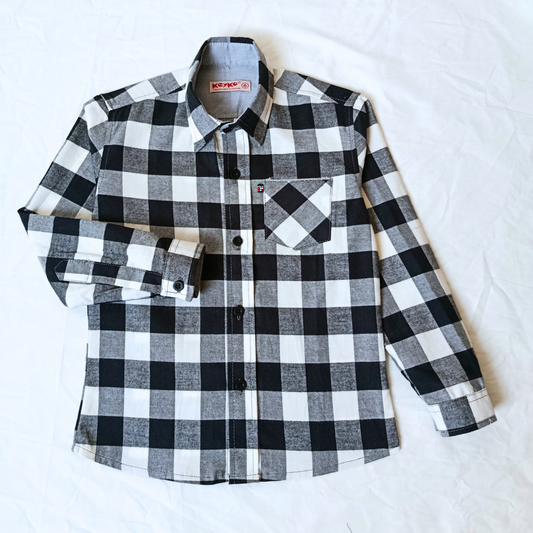 Camisa leñadora - Blanco/negro