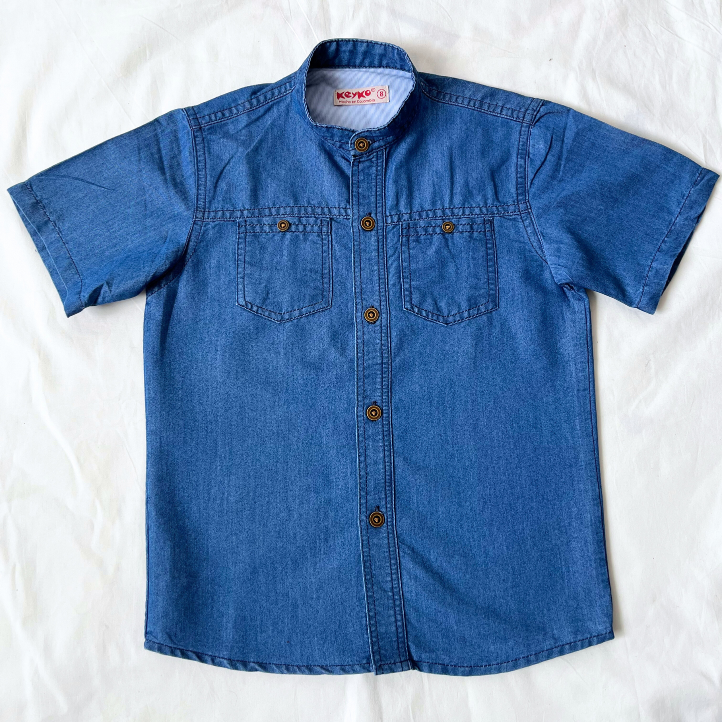 Camisa jean manga corta - azul