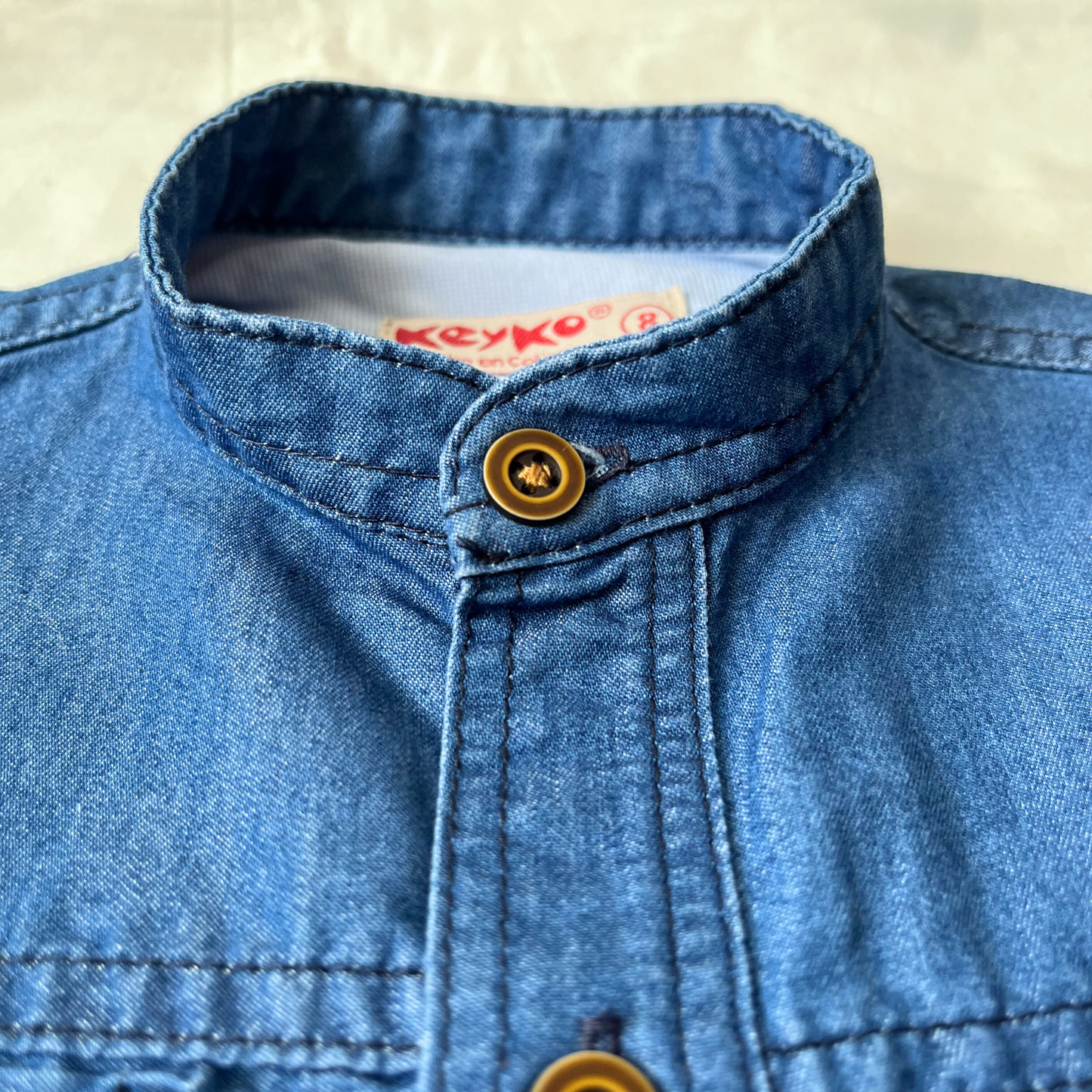 Camisa jean manga corta - azul
